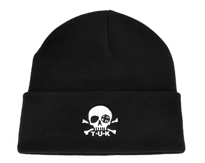Black Skull Embroidery Beanie Adult TUK Shoes Apparel