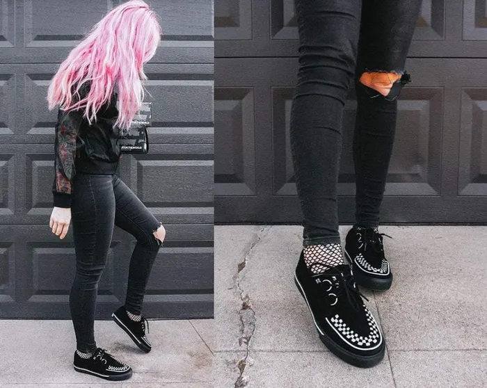 Black Suede White Interlace Sneaker Women TUK Shoes Sneakers