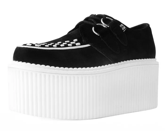 Black Suede White Interlace Stratocreeper Women TUK Shoes Platforms