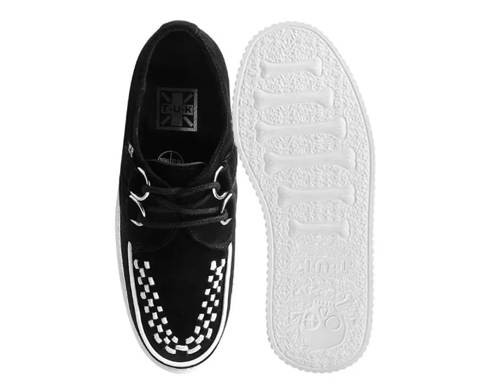 Black Suede White Interlace Stratocreeper Women TUK Shoes Platforms Black Suede White Interlace Stratocreeper Women TUK Shoes Platforms