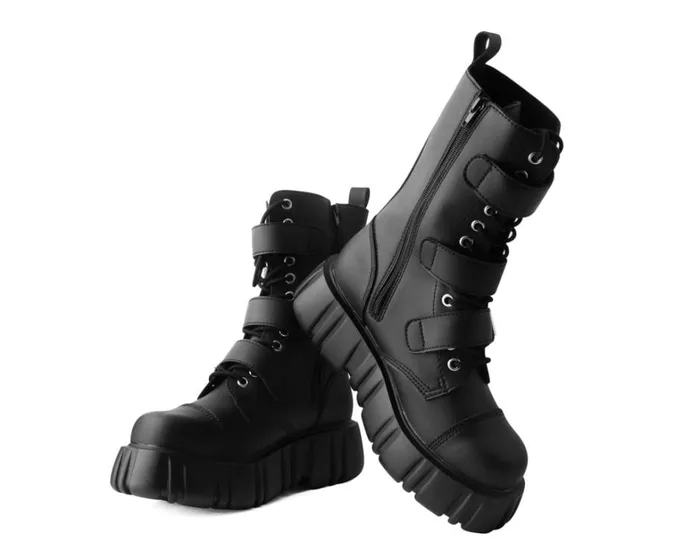Black TUKskin 3Buckle Anarchic Airship Boot Women TUK Shoes Vegan Black TUKskin 3Buckle Anarchic Airship Boot Women TUK Shoes Vegan