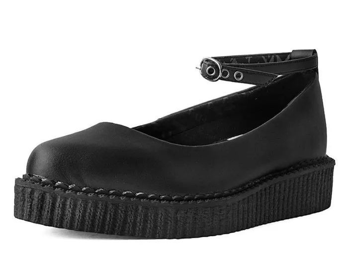 Black TUKskin Ballet Ankle Strap Creeper Mary Jane Shoe Women TUK Shoes Vegan