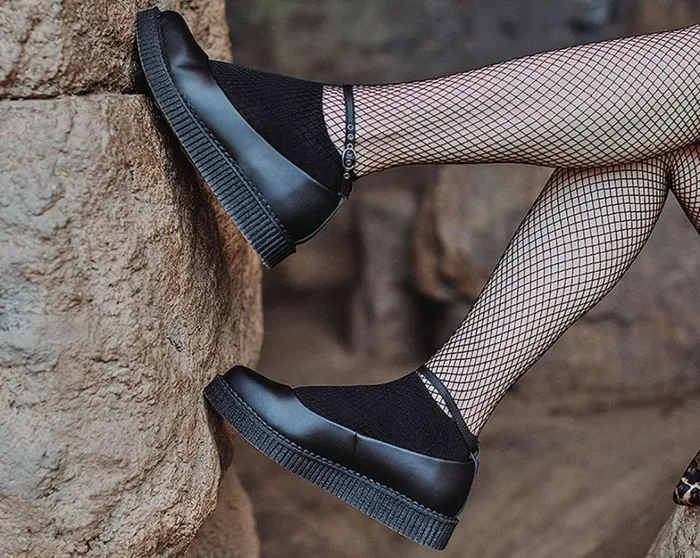 Black TUKskin Ballet Ankle Strap Creeper Mary Jane Shoe Women TUK Shoes Vegan Black TUKskin Ballet Ankle Strap Creeper Mary Jane Shoe Women TUK Shoes Vegan