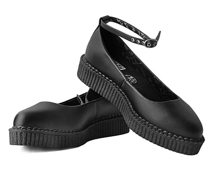 Black TUKskin Ballet Ankle Strap Creeper Mary Jane Shoe Women TUK Shoes Vegan Black TUKskin Ballet Ankle Strap Creeper Mary Jane Shoe Women TUK Shoes Vegan