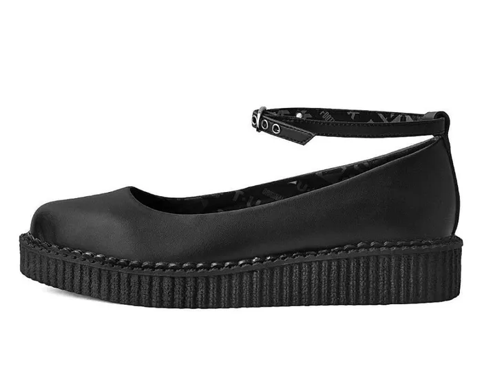 Black TUKskin Ballet Ankle Strap Creeper Mary Jane Shoe Women TUK Shoes Vegan Black TUKskin Ballet Ankle Strap Creeper Mary Jane Shoe Women TUK Shoes Vegan