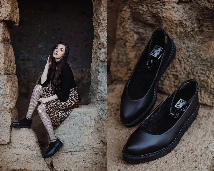 Black TUKskin Ballet Ankle Strap Creeper Mary Jane Shoe Women TUK Shoes Vegan Black TUKskin Ballet Ankle Strap Creeper Mary Jane Shoe Women TUK Shoes Vegan