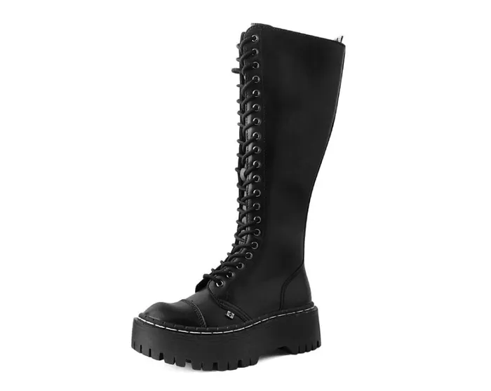 Black TUKskin Kneehigh Double Decker Boot Women TUK Shoes Boots