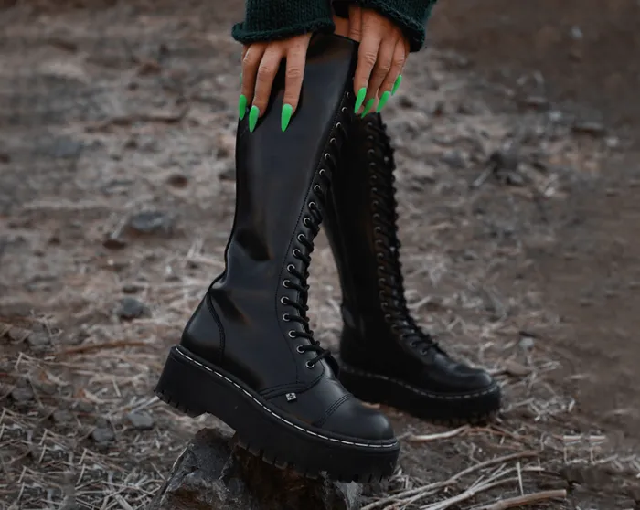 Black TUKskin Kneehigh Double Decker Boot Women TUK Shoes Boots Black TUKskin Kneehigh Double Decker Boot Women TUK Shoes Boots