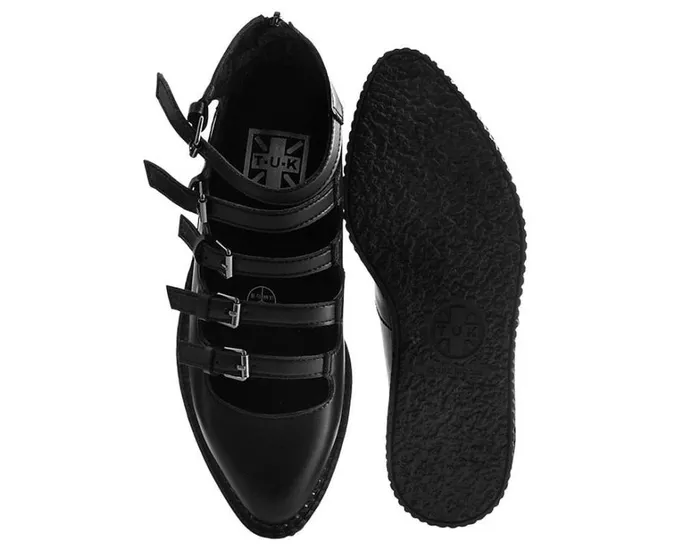 Black TUKskin MultiStrap Pointed Mary Jane Ballet Creepers Women TUK Shoes Vegan Black TUKskin MultiStrap Pointed Mary Jane Ballet Creepers Women TUK Shoes Vegan