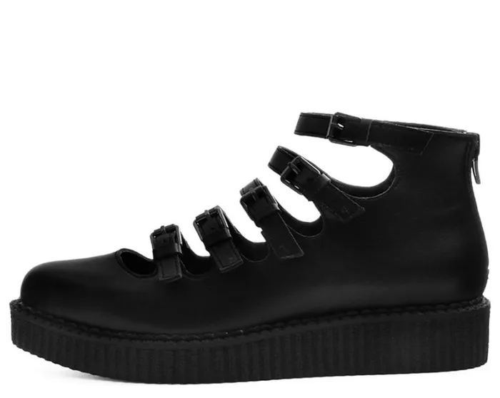 Black TUKskin MultiStrap Pointed Mary Jane Ballet Creepers Women TUK Shoes Vegan Black TUKskin MultiStrap Pointed Mary Jane Ballet Creepers Women TUK Shoes Vegan