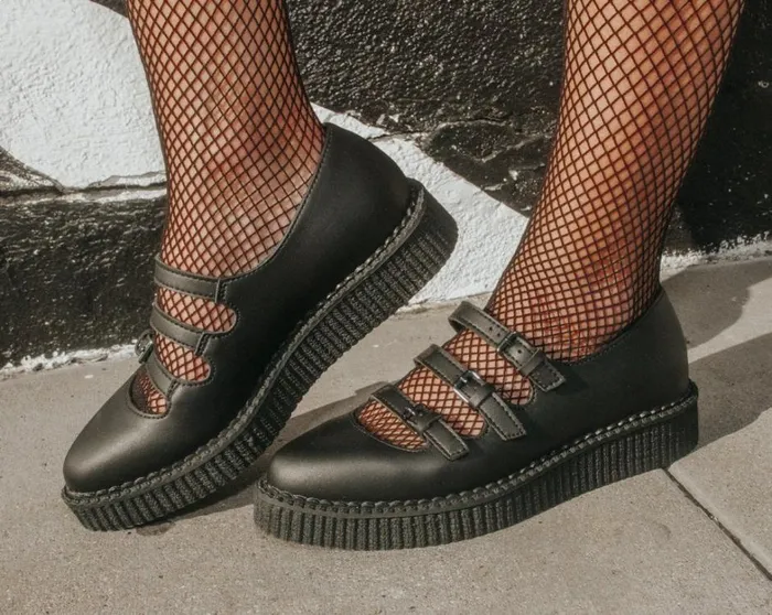 Black TUKskin Pointed 3Strap Mary Jane Women TUK Shoes Vegan