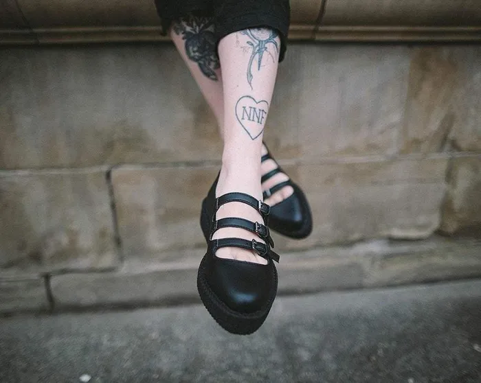 Black TUKskin Pointed 3Strap Mary Jane Women TUK Shoes Vegan