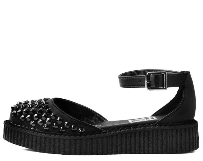 Black TUKskin Pointed Spike Studded Ankle Strap Sandals Women TUK Shoes Mary Janes Black TUKskin Pointed Spike Studded Ankle Strap Sandals Women TUK Shoes Mary Janes