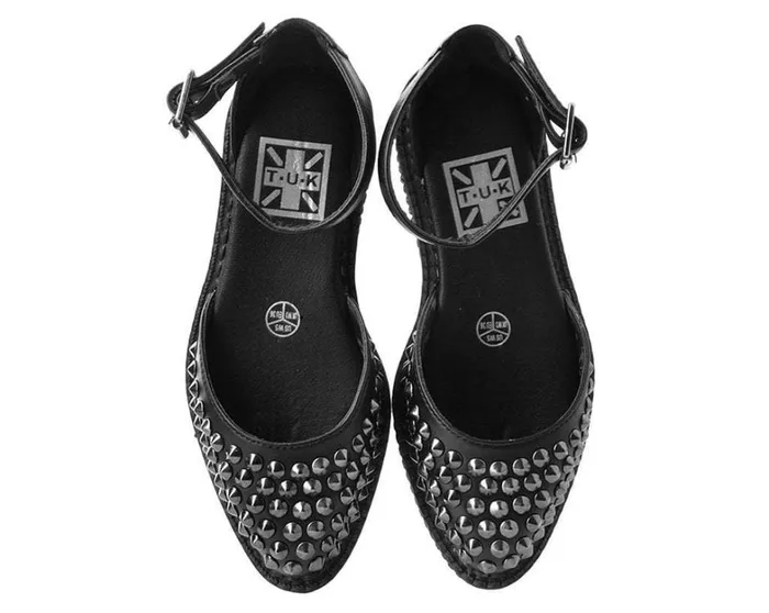 Black TUKskin Pointed Spike Studded Ankle Strap Sandals Women TUK Shoes Mary Janes Black TUKskin Pointed Spike Studded Ankle Strap Sandals Women TUK Shoes Mary Janes