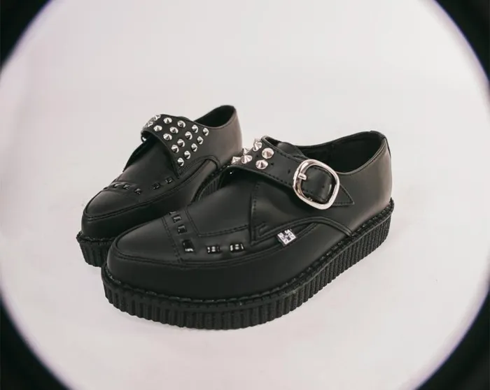 Black TUKskin Studded Buckle Pointed Creeper Men TUK Shoes Dress Shoes Black TUKskin Studded Buckle Pointed Creeper Men TUK Shoes Dress Shoes