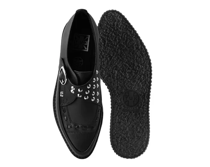 Black TUKskin Studded Buckle Pointed Creeper Men TUK Shoes Dress Shoes Black TUKskin Studded Buckle Pointed Creeper Men TUK Shoes Dress Shoes