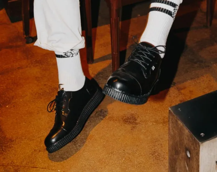 Black TUKskin Toe Cap Viva Low Creeper Women TUK Shoes Vegan