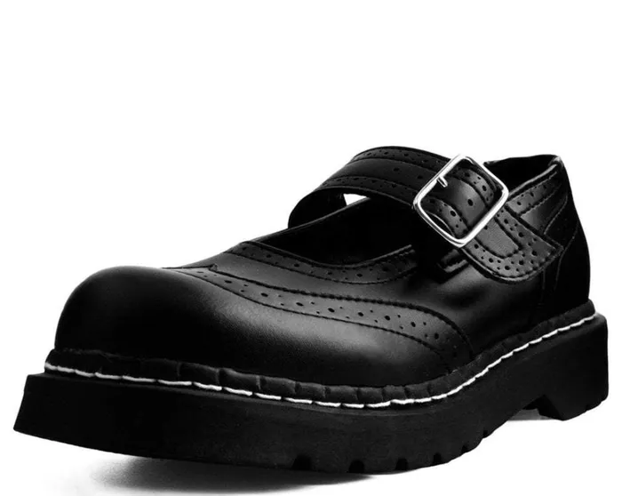 Black TUKskin Vegan Brogue Mary Janes Women TUK Shoes Mary Janes