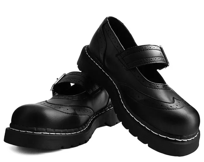Black TUKskin Vegan Brogue Mary Janes Women TUK Shoes Mary Janes Black TUKskin Vegan Brogue Mary Janes Women TUK Shoes Mary Janes