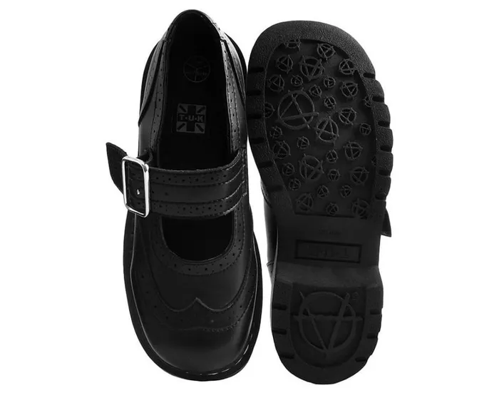 Black TUKskin Vegan Brogue Mary Janes Women TUK Shoes Mary Janes Black TUKskin Vegan Brogue Mary Janes Women TUK Shoes Mary Janes