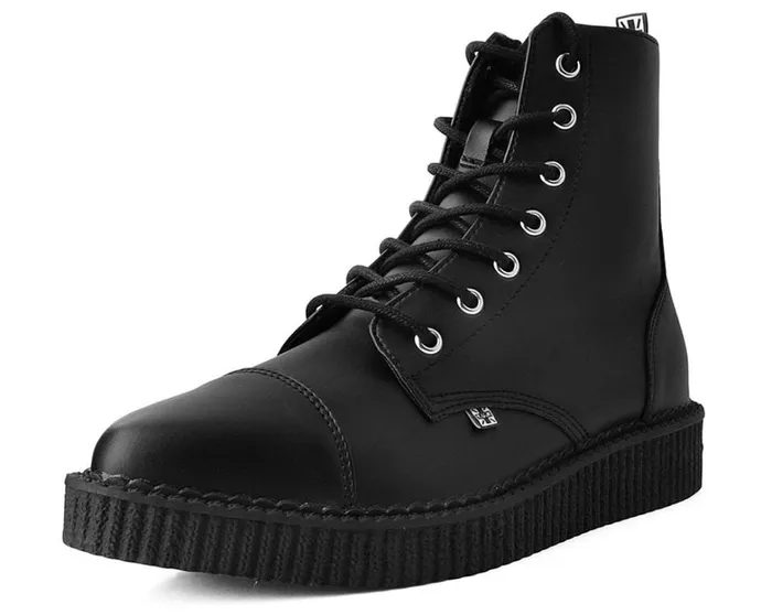 Black TUKskin Vegan Pointed Lace Up Creeper Boots Men TUK Shoes Vegan