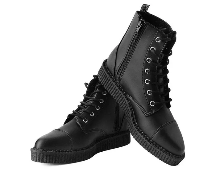 Black TUKskin Vegan Pointed Lace Up Creeper Boots Women TUK Shoes Boots Black TUKskin Vegan Pointed Lace Up Creeper Boots Women TUK Shoes Boots