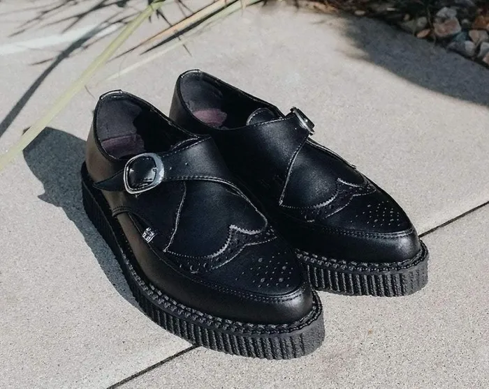 Black TUKskin Vegan Wingtip Buckle Pointed Creeper Shoe Men TUK Shoes Dress Shoes Black TUKskin Vegan Wingtip Buckle Pointed Creeper Shoe Men TUK Shoes Dress Shoes
