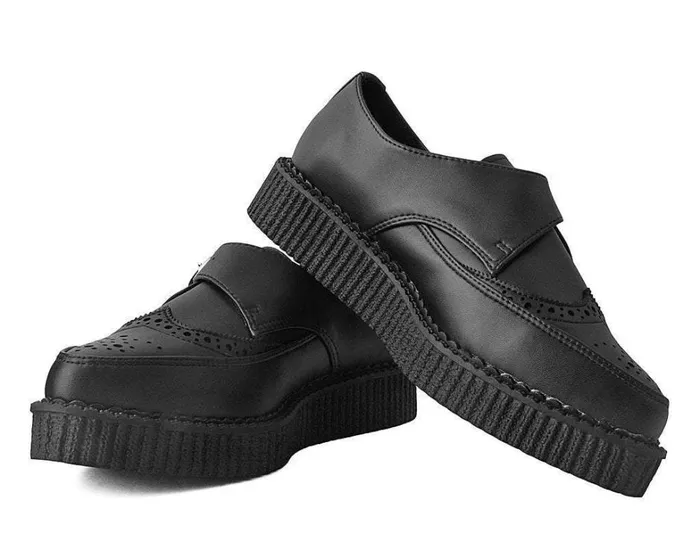 Black TUKskin Vegan Wingtip Buckle Pointed Creeper Shoe Men TUK Shoes Dress Shoes Black TUKskin Vegan Wingtip Buckle Pointed Creeper Shoe Men TUK Shoes Dress Shoes