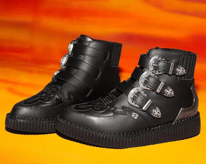 Black TUKskin Western Antique 3Buckle Pointed Boot Men TUK Shoes Boots Black TUKskin Western Antique 3Buckle Pointed Boot Men TUK Shoes Boots