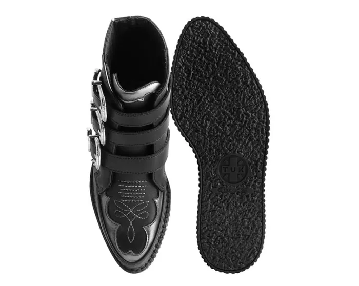 Black TUKskin Western Antique 3Buckle Pointed Boot Men TUK Shoes Boots Black TUKskin Western Antique 3Buckle Pointed Boot Men TUK Shoes Boots