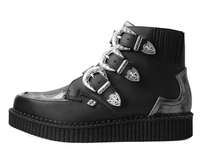 Black TUKskin Western Antique 3Buckle Pointed Boot Men TUK Shoes Boots Black TUKskin Western Antique 3Buckle Pointed Boot Men TUK Shoes Boots
