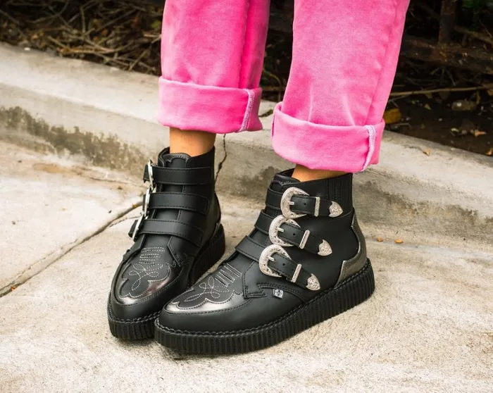 Black TUKskin Western Antique 3Buckle Pointed Boot Men TUK Shoes Boots Black TUKskin Western Antique 3Buckle Pointed Boot Men TUK Shoes Boots