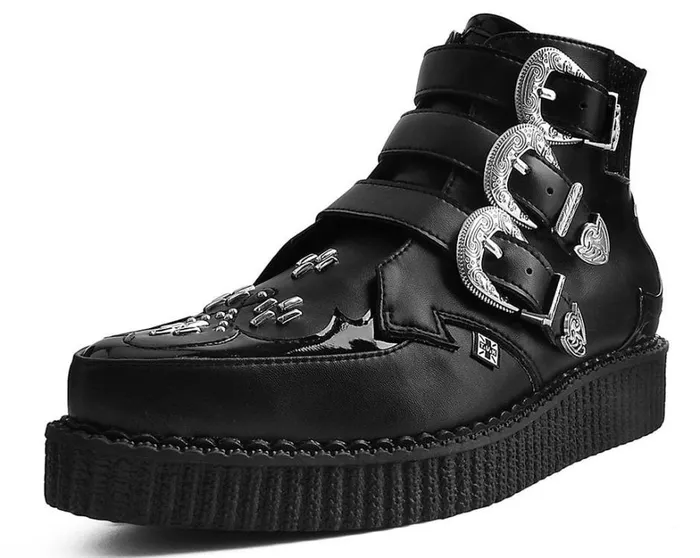 Black TUKskin Western Vegan 3Buckle Pointed Creeper Boots Women TUK Shoes Boots Black TUKskin Western Vegan 3Buckle Pointed Creeper Boots Women TUK Shoes Boots