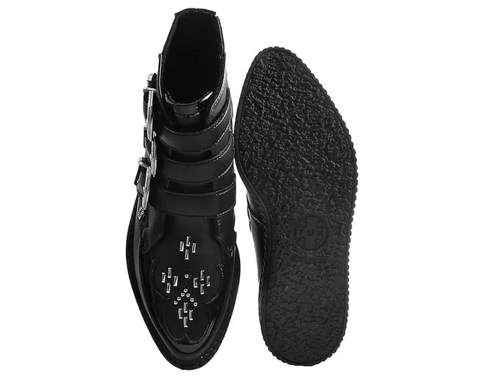 Black TUKskin Western Vegan 3Buckle Pointed Creeper Boots Women TUK Shoes Boots Black TUKskin Western Vegan 3Buckle Pointed Creeper Boots Women TUK Shoes Boots