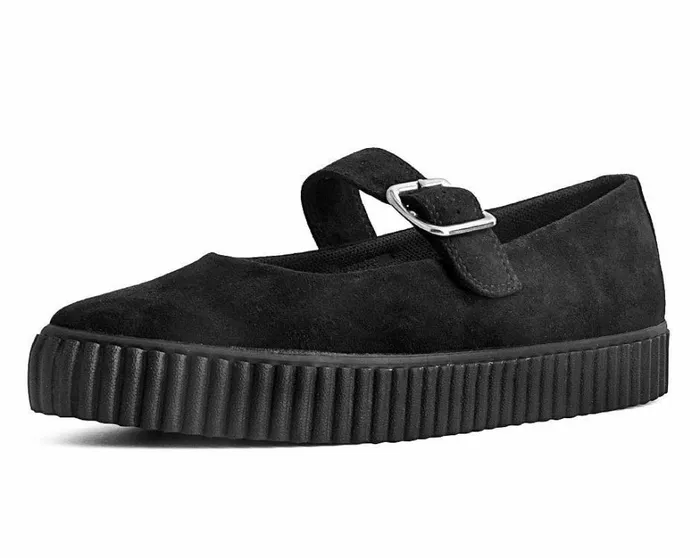 Black Vegan Pointed EZC Mary Jane Creeper Shoe Women TUK Shoes Mary Janes