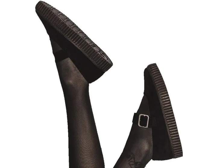 Black Vegan Pointed EZC Mary Jane Creeper Shoe Women TUK Shoes Mary Janes