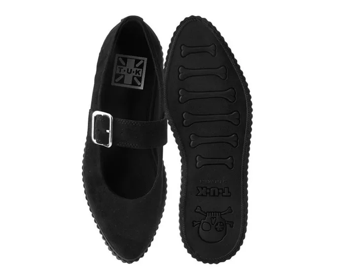 Black Vegan Pointed EZC Mary Jane Creeper Shoe Women TUK Shoes Mary Janes