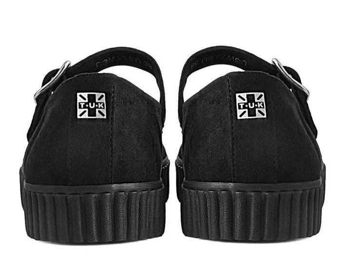Black Vegan Pointed EZC Mary Jane Creeper Shoe Women TUK Shoes Mary Janes