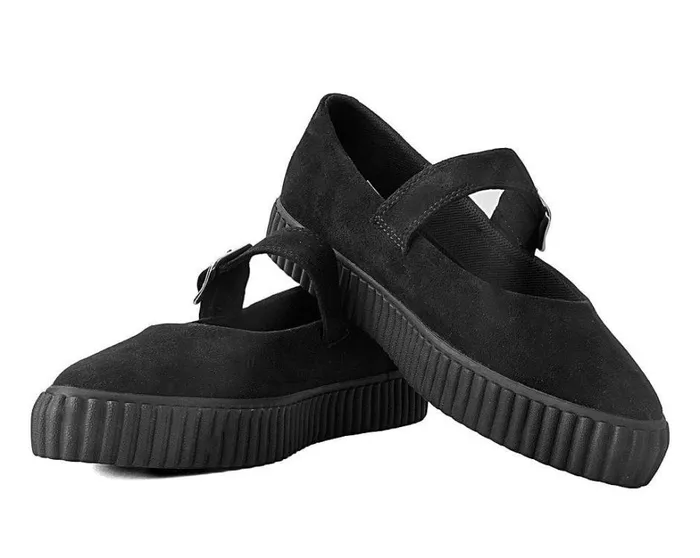 Black Vegan Pointed EZC Mary Jane Creeper Shoe Women TUK Shoes Mary Janes