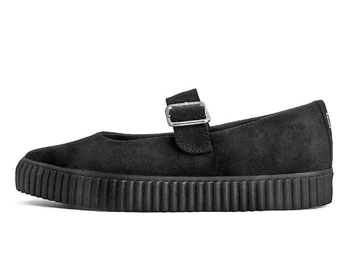 Black Vegan Pointed EZC Mary Jane Creeper Shoe Women TUK Shoes Mary Janes