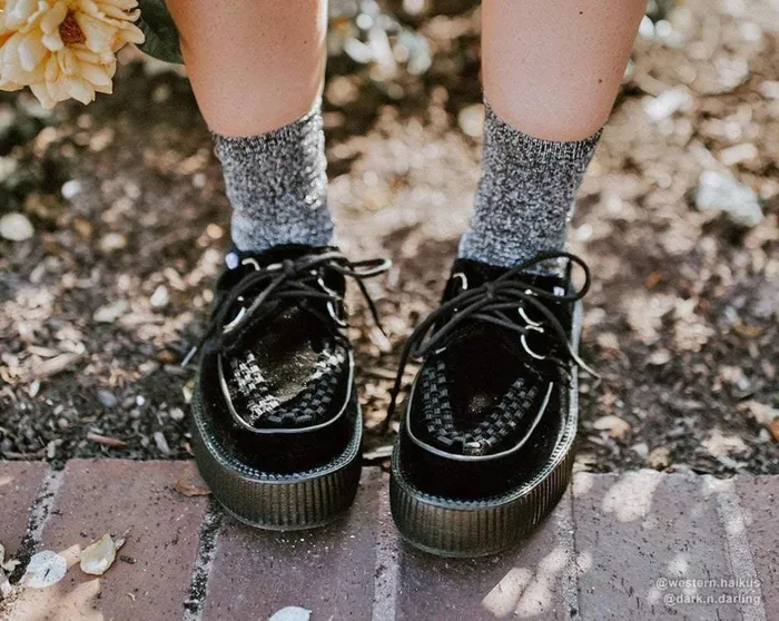 Black Velvet Vegan Viva Mondo Creepers Men TUK Shoes Vegan Black Velvet Vegan Viva Mondo Creepers Men TUK Shoes Vegan