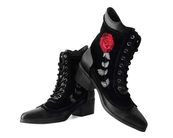 Black Victorian 8Eye Rose Pointed Anarchic Heel Women TUK Shoes Boots Black Victorian 8Eye Rose Pointed Anarchic Heel Women TUK Shoes Boots