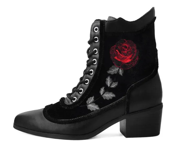 Black Victorian 8Eye Rose Pointed Anarchic Heel Women TUK Shoes Boots Black Victorian 8Eye Rose Pointed Anarchic Heel Women TUK Shoes Boots