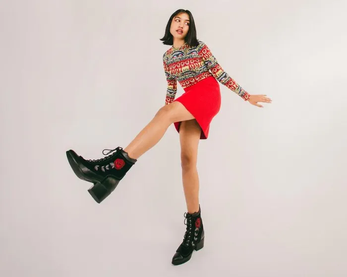 Black Victorian 8Eye Rose Pointed Anarchic Heel Women TUK Shoes Boots Black Victorian 8Eye Rose Pointed Anarchic Heel Women TUK Shoes Boots