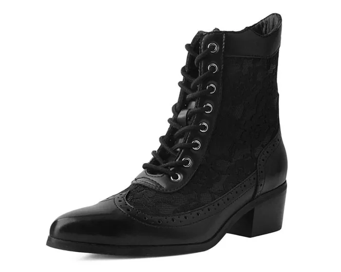 Black Victorian Anarchic Pointed Boot Women TUK Shoes Boots