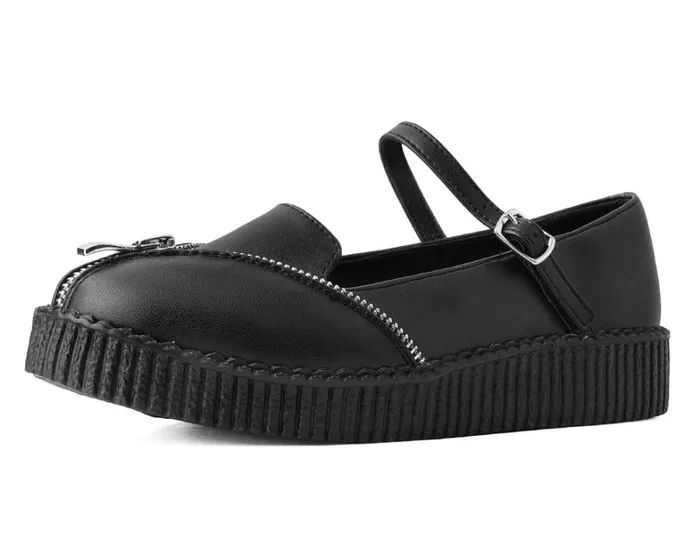 Black Zipper Viva Low Mary Jane Women TUK Shoes Vegan