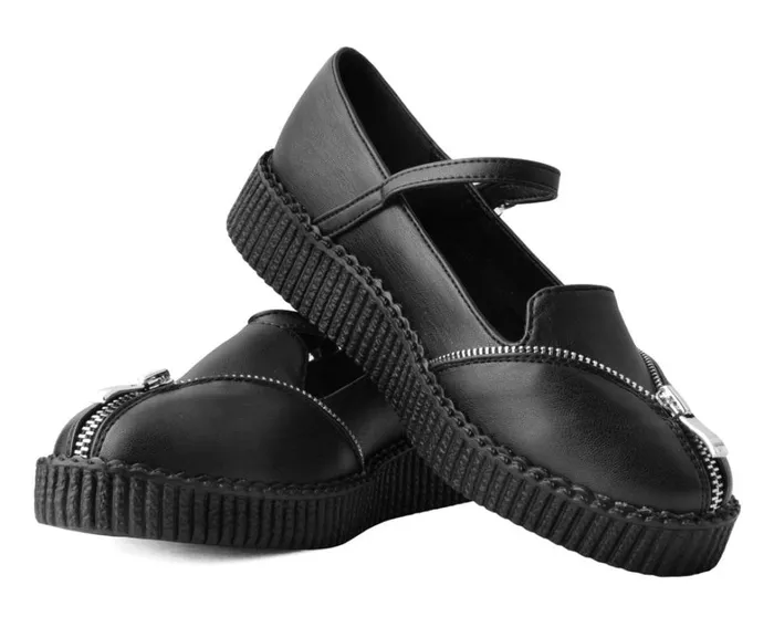 Black Zipper Viva Low Mary Jane Women TUK Shoes Vegan Black Zipper Viva Low Mary Jane Women TUK Shoes Vegan