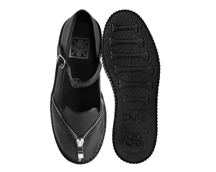Black Zipper Viva Low Mary Jane Women TUK Shoes Vegan Black Zipper Viva Low Mary Jane Women TUK Shoes Vegan