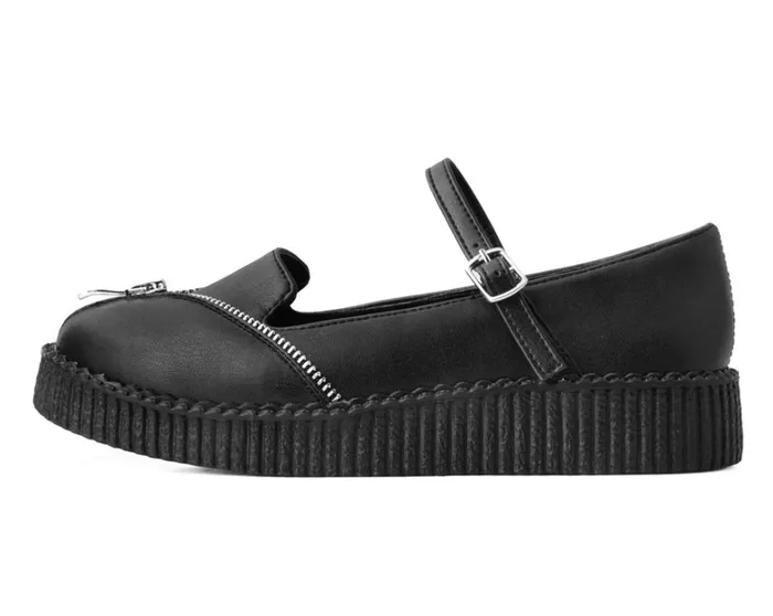 Black Zipper Viva Low Mary Jane Women TUK Shoes Vegan Black Zipper Viva Low Mary Jane Women TUK Shoes Vegan
