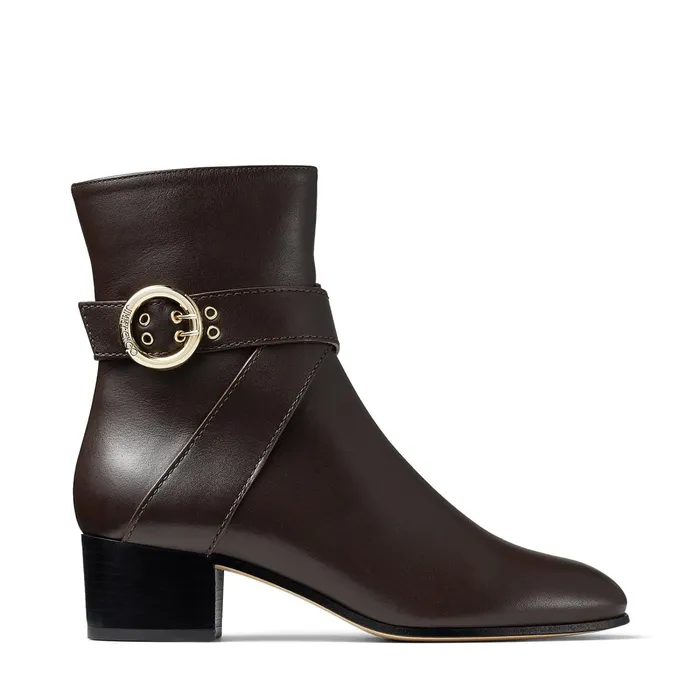 Blanka 40 Brown Smooth Leather Ankle Boots With Buckle Brown Women JIMMY CHOO Boots Blanka 40 Brown Smooth Leather Ankle Boots With Buckle Brown Women JIMMY CHOO Boots